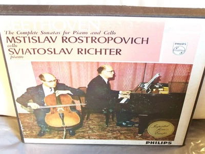 Beethoven Cello Sonatas Complete Rostropovich Richter Philips Stereo 2-LP SUPERB - Image 1 of 4