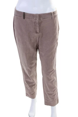 Peserico Womens Tapered Leg Flat Zip Front Pants Brown Size 44 - Image 1 of 4