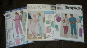 Lot of 3 Sewing Patterns Adult Men Women Scrubs Sizes XS-M XL-XXL Uncut - Picture 1 of 1