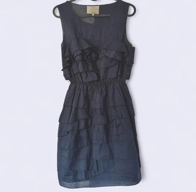Mini Vestido Phillip Lim 3.1 Azul Marino Algodón Volantes Capas Talla 2 Sirena de Oficina Foto 1 de 4