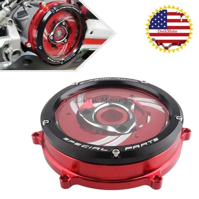 Cubierta de embrague transparente de aluminio Racing y retenedor de resorte para Ducati Panigale V2 1199 Foto 1 de 4