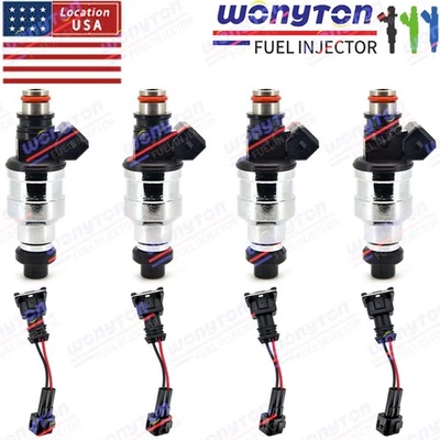 4Pcs 440cc Fuel Injectors For Honda OBD1 OBD2 B16 B18 B20 D15 D16 D18 F22 H22 US - Image 1 of 4