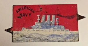 Vintage Tin Tobacco Tag:  American Navy Battleship - Picture 1 of 2