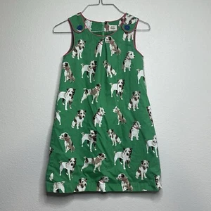 Mini Boden 9-10 Terrier Dog Kelly Green Cotton Lined Overall Jumper Dress - Picture 1 of 8