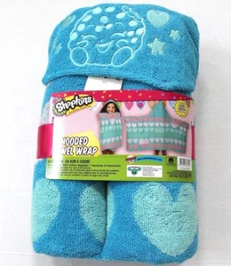 Toalla con capucha de algodón con estampado de corazón Shopkins azul - Imagen 1 de 3