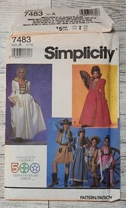 Vintage Simplicity 7483 Girls' Historical Costumes ~ Size 7 - 14 ~ Uncut ~ 1991 - Picture 1 of 3