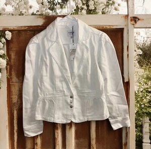 NWT Curve Appeal Solid White Denim Jacket blazer fit Size Medium - Picture 1 of 5