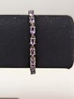 10.5g Beautiful Stamped With Crown Sterling 925 Silver Amethyst Tennis Bracelet