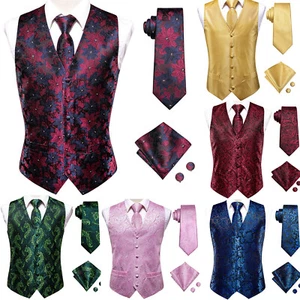 50 Colors Mens Vest Sleeveless V-Neck Pockets Waistcoat Without Tie Set Wedding - Picture 1 of 209