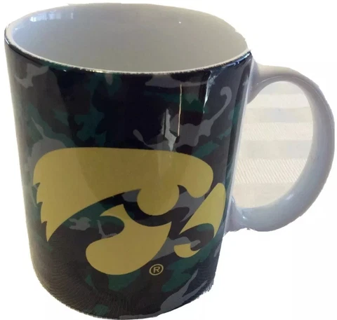 Iowa Hawkeyes Camo Coffee Mug Camouflage Yellow Logo Ceramic Cup NCAA Cover
