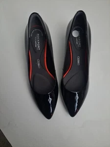 Women's 9M Rockport Total Motion black patent 75mm point pumps heels - Picture 1 of 6