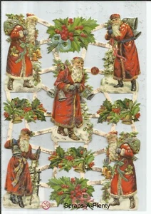 German Embossed SILVER GLITTER Scrap Die Cut - Christmas Santa EF7361G - Picture 1 of 1