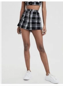 American Eagle kariert Knopfleiste hoch tailliert Leinenshorts Größe Medium Y2K Clules - Bild 1 von 7