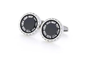 Charles William Black Cufflinks Sparkle Elements UK Stock - Picture 1 of 4