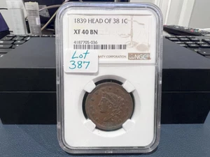 1839 Head of 38 1c NGC XF40 BN (ADJ) - Picture 1 of 3