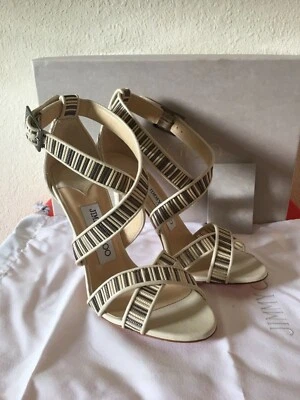 Jimmy Choo Lottie Sandalias Entrecruzadas; 6.5 / 36.5, Off White Metálico $895.00 Foto 1 de 4