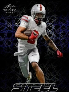 Emeka Egbuka Rookie 2023 Leaf Trinity Steel Lazer Purple #S30 44/49 Buckeyes SS - Picture 1 of 2