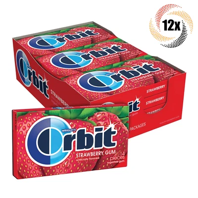 Full Box 12x Packs Orbit Strawberry Sugarfree Gum 14 Pieces Each | Fast Shipping - Image 1 of 4