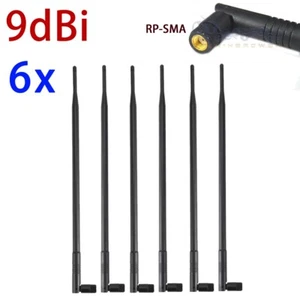 Lote 6 refuerzo de antena inalámbrico WiFi de alta ganancia 9dBi RP-SMA doble banda 2,4 GHz - Imagen 1 de 6