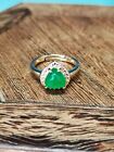 Exquisite. Chinese Natural Green Jade Precision Carved Love Shape Ring a07