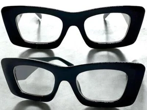 Exaggerated Classy Elegant Retro Style Clear Lens EYE GLASSES Thick Black Frame - Picture 1 of 7