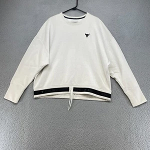 Under Armour Project Rock Sweater Womens XL Boxy Pullover Gym Fleece Crew Neck - Picture 1 of 13