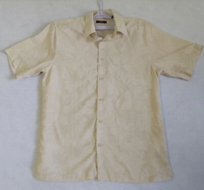Mens Alfani hawaiian short sleeve shirt M silk ivory floral - Image 1 of 4