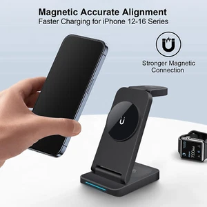 3in1 Magnetic Wireless Charger Charging Station For Apple Watch Ultra2 iPhone 16 - Picture 1 of 17