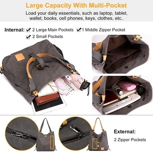 New Multifunctional Canvas Tote Bag with Adjustable Shoulder Strap for Women - Picture 1 of 8