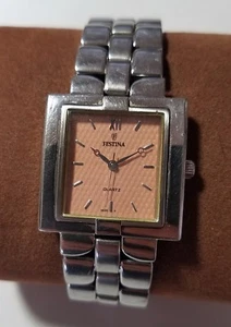 Ladies Festina 9830 3 Stainless Steel Pink Linen Dial Bracelet Link Watch - Picture 1 of 4