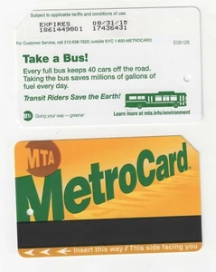 2009 Take a Bus! GREEN METROCARD MetroCard exp. 2010 - Picture 1 of 1