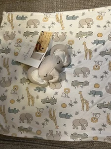 MILKBERRY Sicurezza ELEFANTE Coperta Marrone RAYON BAMBÙ Lg 20” Sq Animali della Giungla - Foto 1 di 5