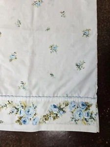 vintage sears roebuck whilte blue floral single standard pillowcase Roses Trim - Picture 1 of 3