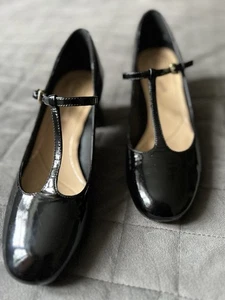 Clarks Orabella Fern Black Patent Leather T-Bar Mary Jane Shoes - Size UK 6.5 D - Picture 1 of 5