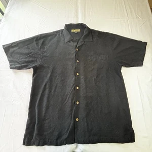 Tommy Bahama kurzärmliges Herrenhemd schwarz Seide tropisch schwarz Palme Größe L - Bild 1 von 8