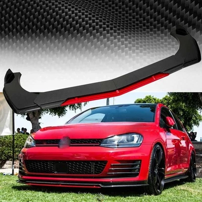 For VW Golf GTI MK5 Front Bumper Lip Spoiler+Splitter Body Kit Carbon Fiber Red Foto 1 de 4