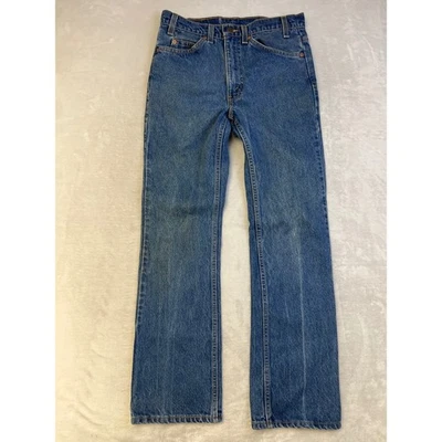 Vintage Levi's 517 Jeans Bootcut Fit Made in USA Blue Denim Blank Orange Tab - Image 1 of 4