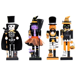 Halloween Pumpkin Nutcracker Skeleton Soldier Decor For Spooky Home Decoration - Picture 1 of 16
