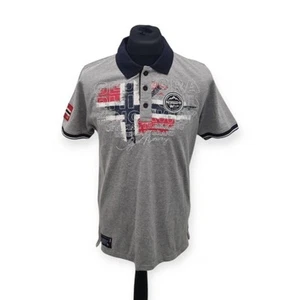 GEOGRAPHICAL NORWAY Polo Shirt Mens Large Grey  - Picture 1 of 12