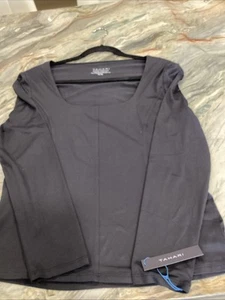 NWT Tahari Modern Essentials Scoop Neck Black Top  Size XL - Picture 1 of 8