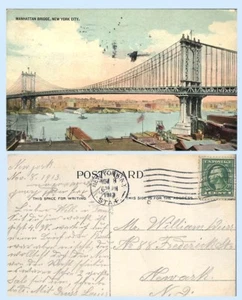 Manhattan Bridge Docks Nueva York 1913 postales barcos - Imagen 1 de 1