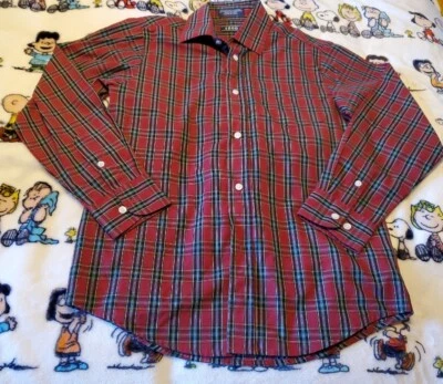  Camisa IZOD Niños LS Talla 12 Regular Abotonada Roja Cuadros Vacaciones Navidad Foto 1 de 4