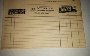 30er & 40er Jahre Rechnungen Ed P Uhrich Umzug Uhrichsville OH - Bild 1 von 2