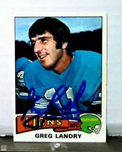 GREG LANDRY SIGNED 75 TOPPS FOOTBALL CARD LIONS - Picture 1 of 1