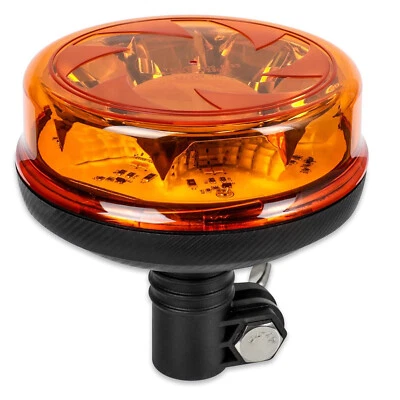 LED Flashing Beacon Warning Light Amber DIN Pole Mount Rotating Strobe 12-24V. - Image 1 of 4