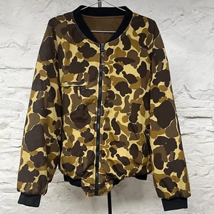 Vtg Field & Stream Duck Camouflage Jacket l Reversible Insulated Bomber Hunting - Picture 1 of 12
