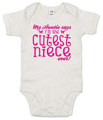 IMAGE IS EVERYTHING Baby Tante Bodysuit ""Meine Tante sagt, ich bin süßeste Nichte aller Zeiten"" Babygrow Geschenk