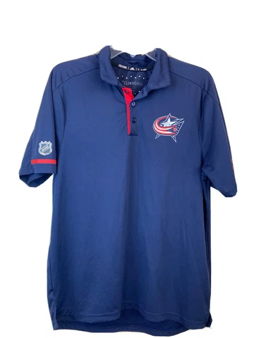 Columbus Blue Jackets Polo Shirt Men's Medium NHL Hockey Adidas Climachill Cover