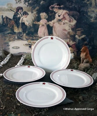 CRATE & BARREL RED STAR SALAD PLATES (4) -NWT- GIVE YOUR MEALS MORE STAR POWER! - Image 1 of 4