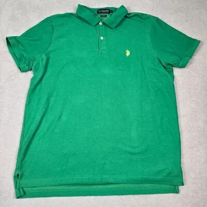 Polo Mens Extra Large Shirt Performance Pique Green Yellow Preppy Streetwear - Picture 1 of 9
